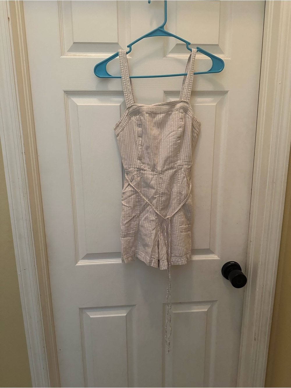 Women's utility Romper - Cream Stripe